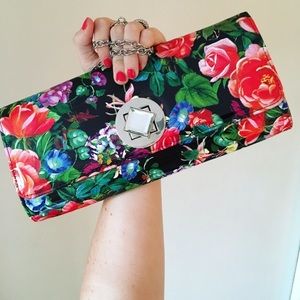 Watercolor Floral Jeweled Purse